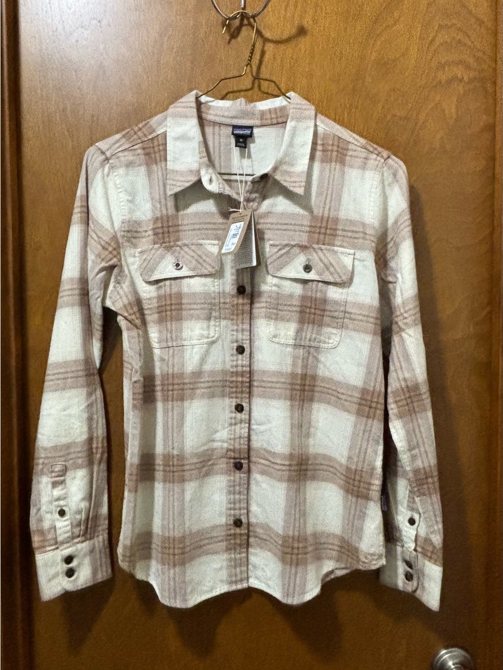 PATAGONIA Fjord Flannel Shirt, Women's Medium, NWT, Tan Plaid